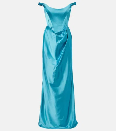 Vivienne Westwood Nova Camille Satin Bustier Gown In Blue