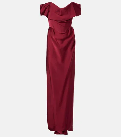 Vivienne Westwood Nova Cocotte Crêpe Satin Bustier Gown In Burgundy