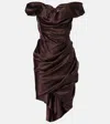 Shop Vivienne Westwood Nova Cora Asymmetric Satin Minidress In Brown