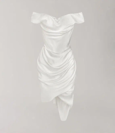Vivienne Westwood Nova Cora Mini Dress Crepe Back Satin Pearl 8 Women In White