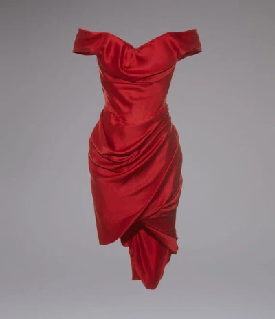 Vivienne Westwood Nova Cora Mini Dress Fsc Crepe Satin Red 14 Women