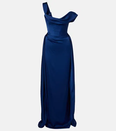 Vivienne Westwood Nova Grace Draped Asymmetric Gown In Blue