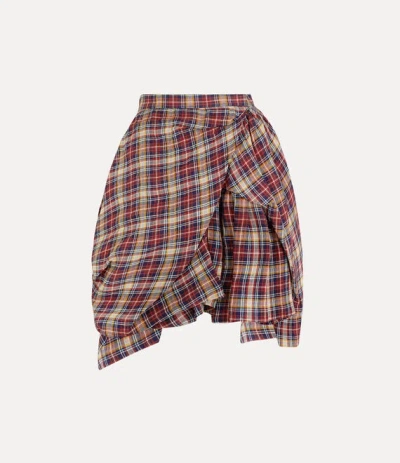 VIVIENNE WESTWOOD NYMPH SKIRT LINEN CHECK SHIRTING 46 WOMEN
