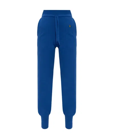 Vivienne Westwood Ocean Orb-embroidered Tapered Trousers In Blue