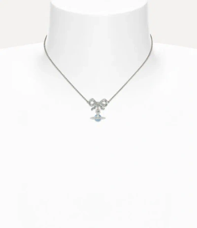 Vivienne Westwood Octavie Choker Platinum-blue-aqua-cz Platinum-blue-aqua-cz Women In Neutral