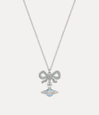 Vivienne Westwood Octavie Pendant Necklace -platinum-blue-aqua-cz -platinum-blue-aqua-cz Women In Silver