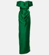 Vivienne Westwood Draped Off-shoulder Gown In Dark Green