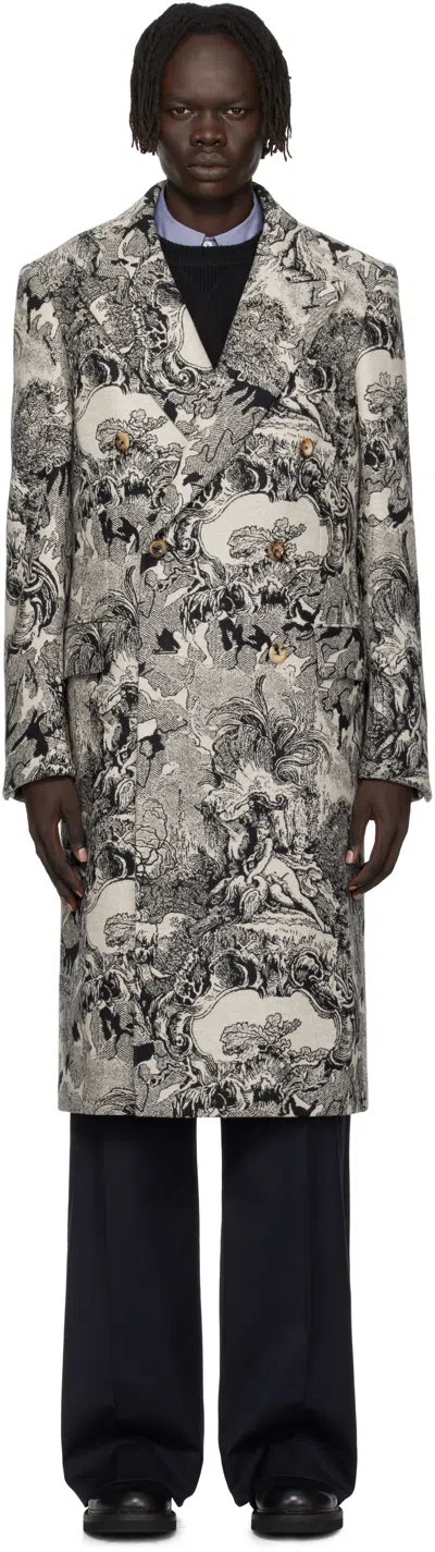 VIVIENNE WESTWOOD OFF-WHITE & BLACK CLASSIC DB COAT