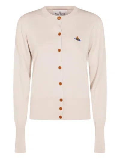 Vivienne Westwood Off-white Bea Ribbed-knit Cardigan In Neutral