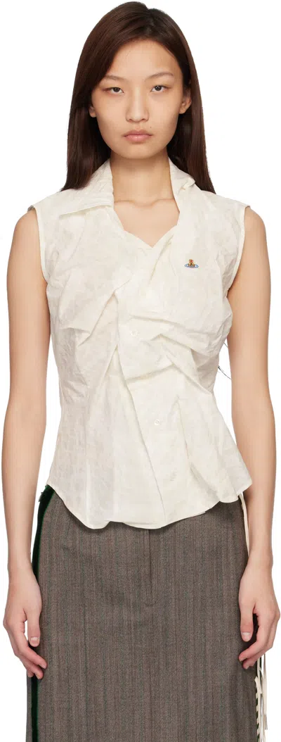 Vivienne Westwood Drunken Draped Sleeveless Top In White