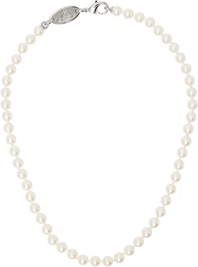 Vivienne Westwood Off-white Stuart Necklace In Platinum