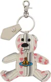 Vivienne Westwood Off-white Teddy Bear Keychain In O306 Heart/stripe