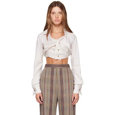 Vivienne Westwood Off-white Cropped Drunken Shirt In A413 Birch