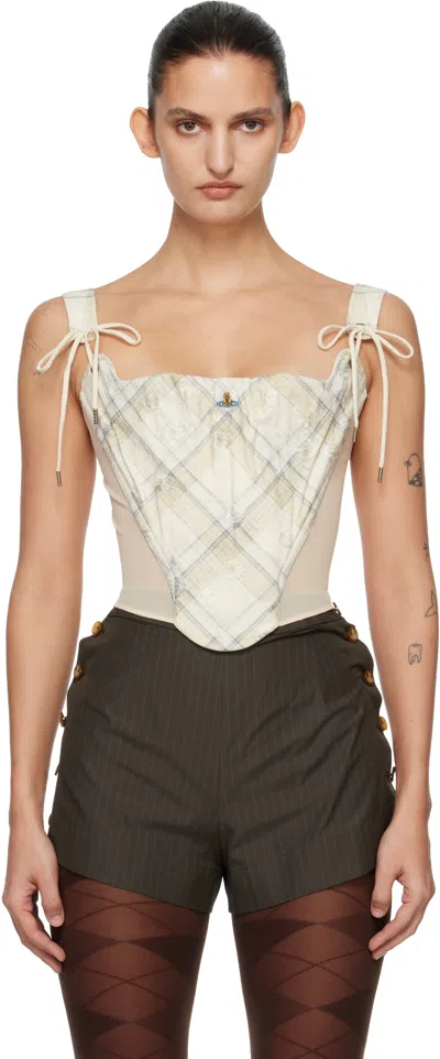 Vivienne Westwood Off-white Glen Check Puppy Corset In Neutral