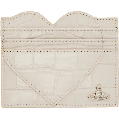Vivienne Westwood Off-white Heart Card Holder In A402 Pearl White