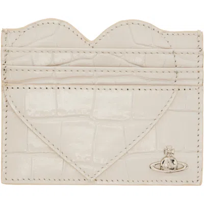 Vivienne Westwood Off-white Heart Card Holder In Aw26-a402 Pearl Whit