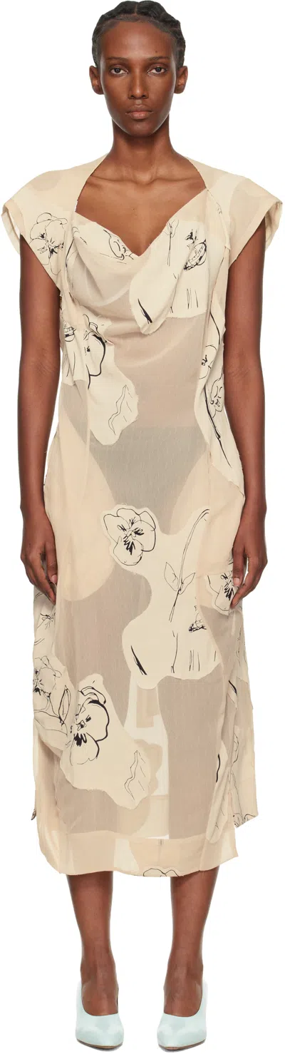 Vivienne Westwood Off-white Printed Veil Crepe Ionian Midi Dress In Multi