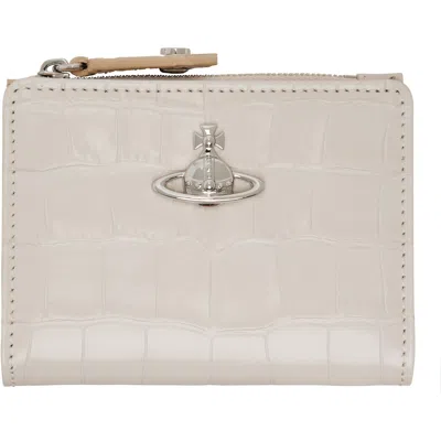 Vivienne Westwood Off-white Slim Flap Card Holder In Aw26-a402 Pearl Whit