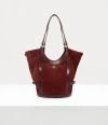 Vivienne Westwood Olive Large Shoulder Bag Leather Burgundy In Burgundy