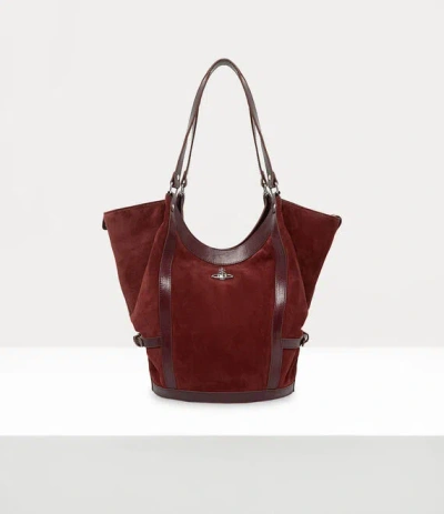 Vivienne Westwood Olive Large Shoulder Bag Leather Burgundy