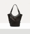 Vivienne Westwood Olive Large Shoulder Bag Supple Leather Black In Black