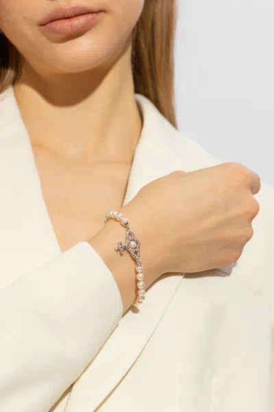 Vivienne Westwood ‘olympia' Bracelet With Logo In Silver