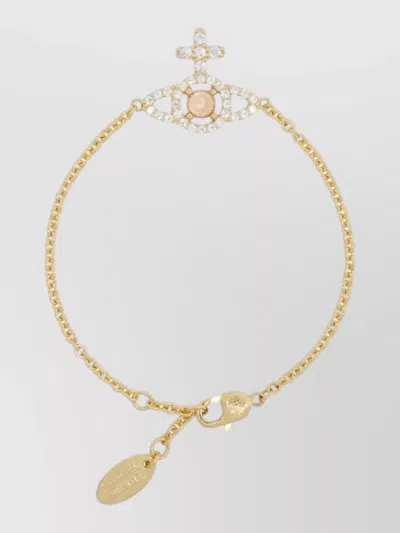 Vivienne Westwood Olympia Crystal Brass Bracelet Metal In Gold