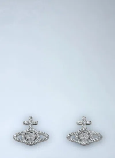 Vivienne Westwood Olympia Cubic Zirconia Stud Earrings In Silver
