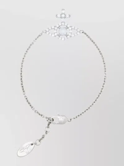 Vivienne Westwood Olympia Cz Chain Brass Crystal Bracelet In White