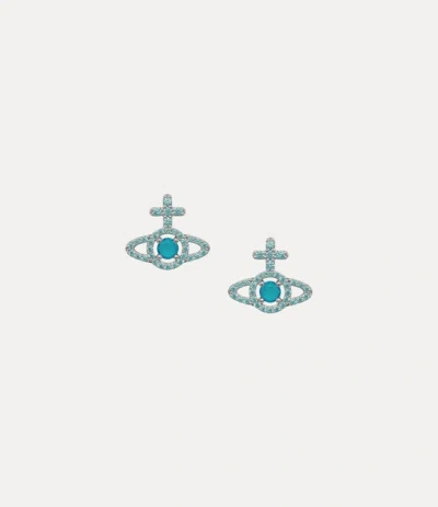 Vivienne Westwood Olympia Earrings Platinum-turquoise-dark-turquoise-cz Platinum-turquoise-dark-turquoise-cz Women In Blue