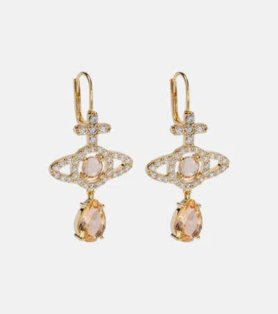 Vivienne Westwood Olympia Embellished Drop Earrings In Gray