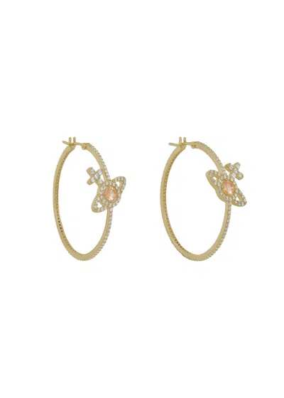 Vivienne Westwood Olympia Pavé Orb Hoop Earrings In Gold