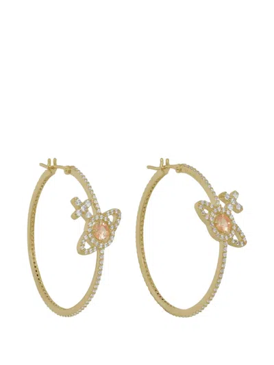 Vivienne Westwood Olympia Embellished Hoop Earrings In Gold