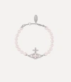 Vivienne Westwood Olympia Pearl Bracelet Platinum-pink-cz-rosaline-pearl Platinum-pink-cz-rosaline-pearl Women In Platinum-pink-cz-rosaline-pearl