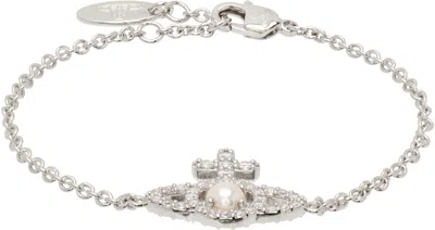 Vivienne Westwood Olympia Pearl Chain Bracelet In Silver