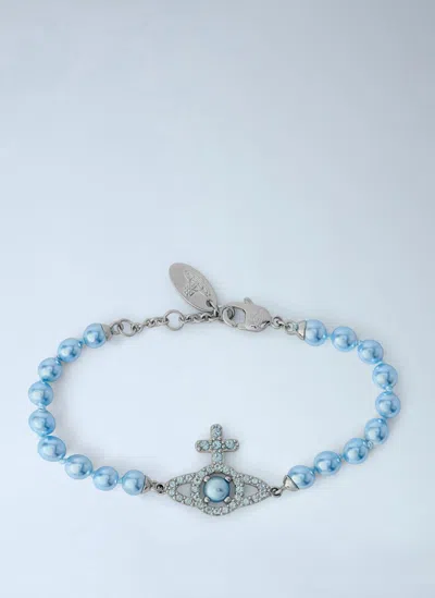 Vivienne Westwood Olympia Pearl Chain Bracelet In Orange