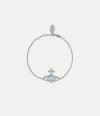 Vivienne Westwood Olympia Pearl Chain Bracelet Platinum-light-blue-pearl-blue-cz Platinum-light-blue-pearl-blue-cz Uni In Silver
