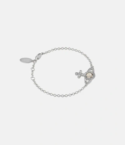 Vivienne Westwood Olympia Pearl Chain Bracelet Silver Swarovski Pearls / Cubic Zirconia Unisex