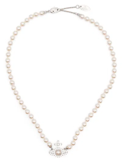 Vivienne Westwood Olympia Pearl Necklace In Metallic