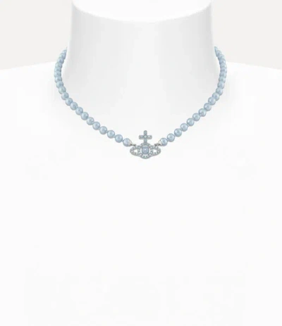 Vivienne Westwood Olympia Pearl Necklace Platinum-light-blue-pearl-blue-cz Platinum-light-blue-pearl-blue-cz Women