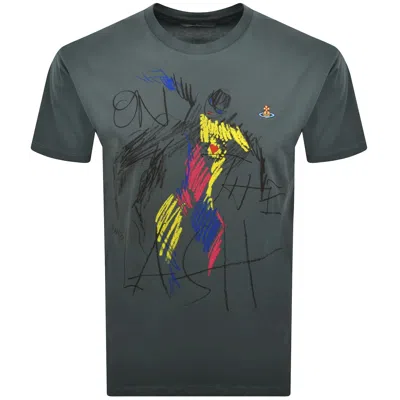 Vivienne Westwood On The Lash T Shirt Green In Gray