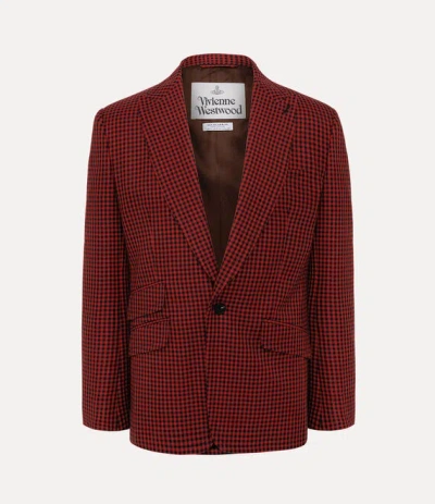 Vivienne Westwood One Button Jacket Gingham Wool Red / Black 52 Men In Multi