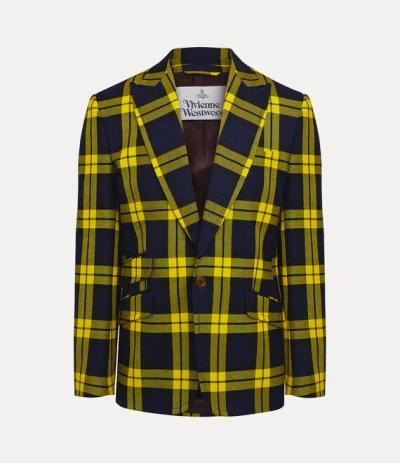 Vivienne Westwood One Button Jacket Moonshine Tartan Navy