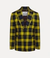 Vivienne Westwood One Button Jacket Moonshine Tartan Navy-yellow 50 Men In Multi