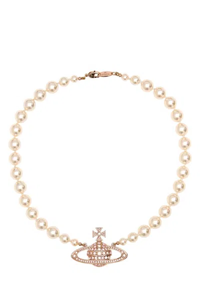 Vivienne Westwood One Row Pearl Bas Relief In White