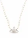 Vivienne Westwood One Row Pearl Choker Woman Platonum In White