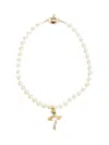 Vivienne Westwood One Row Pearl Drop Choke Jewelry Gold In Gold