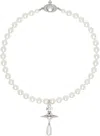 Vivienne Westwood One Row Pearl Drop Choker In White