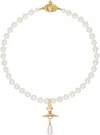 Vivienne Westwood One Row Pearl Drop Choker In Brown