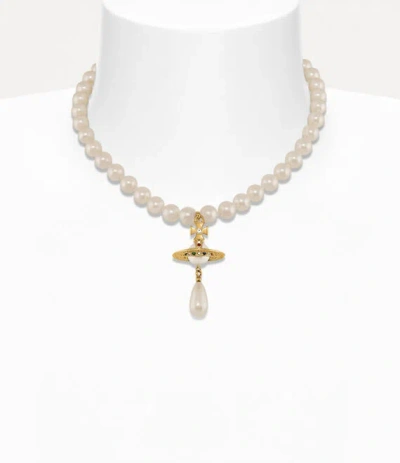 Vivienne Westwood One Row Pearl Drop Choker Gold Pearls Women